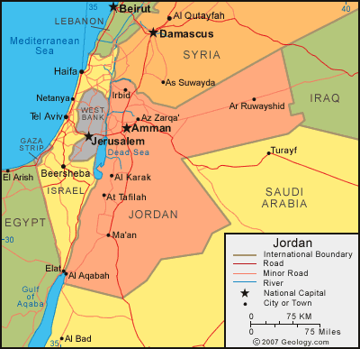 political map of jordan